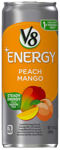 V8 Plus Energy Peach Mango Juice Drink Blend, 11.5 Fluid Ounce -- 12 per case
