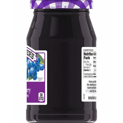 Smuckers Blueberry Preserves, 12 Ounce -- 12 per case.