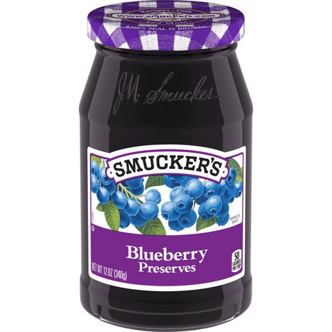 Smuckers Blueberry Preserves, 12 Ounce -- 12 per case.