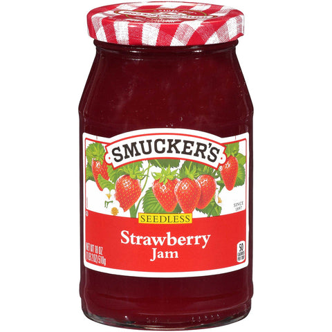 Smuckers Seedless Strawberry Jam, 18 Ounce -- 12 per case.