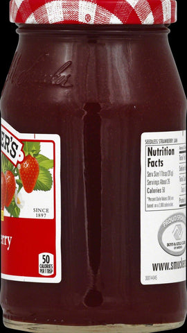 Smuckers Seedless Strawberry Jam, 18 Ounce -- 12 per case.