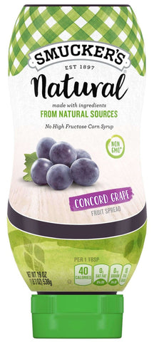 Smuckers Natural Concord Grape Fruit Spread, 19 Ounce Squeeze Bottle -- 12 per case