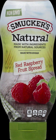 Smuckers Natural Red Raspberry Fruit Spread, 19 Ounce -- 12 per case.
