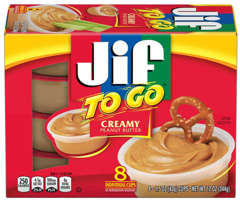 Jif To Go Creamy Peanut Butter Cup, 12 Ounce -- 6 per case