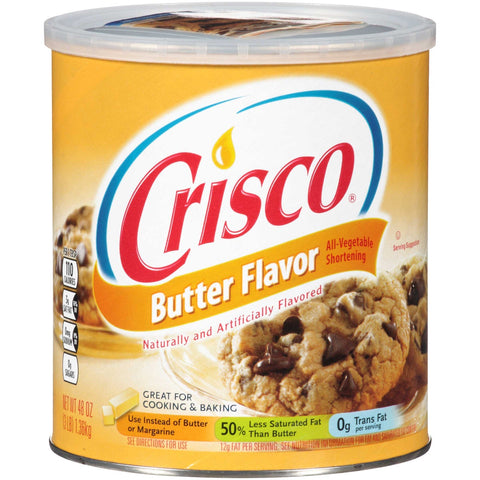 Crisco Butter Flavor Shortening, 48 Ounce -- 12 per case.