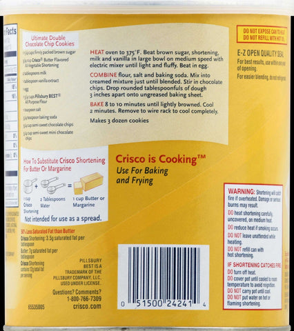 Crisco Butter Flavor Shortening, 48 Ounce -- 12 per case.