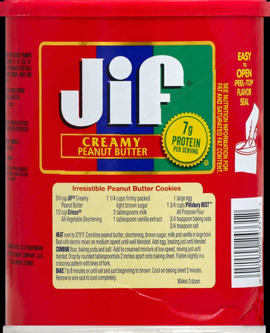 Jif Creamy Peanut Butter, 4 Pound -- 6 per case.