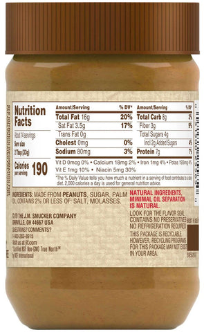 Jif Natural Creamy Peanut Butter, 16 Ounce -- 12 per case