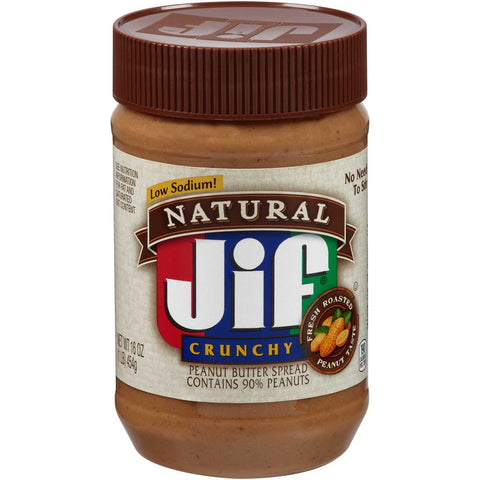 Jif Natural Crunchy Peanut Butter, 16 Ounce -- 12 per case.
