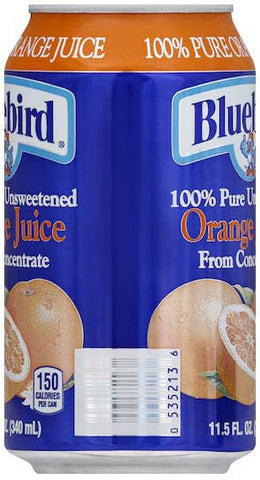 Bluebird 100 Percent Unsweetened Orange Juice , 11.5 Fluid Ounce -- 24 per case