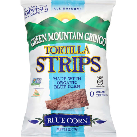 Green Mountain Gringo Organic Blue Tortilla Strips, 8 Ounce -- 12 per case.