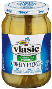 Vlasic Kosher Dill Stackers Purely Pickles, 16 Fluid Ounce -- 6 per case.