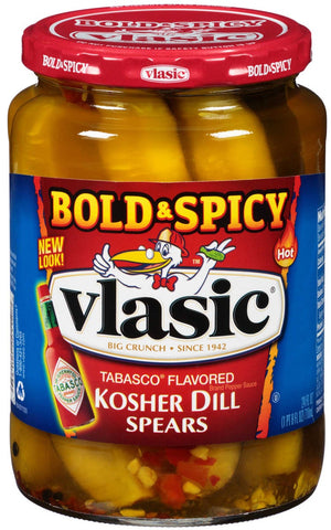 Vlasic Tabasco Kosher Dill Spears, 24 Ounce -- 6 per case.