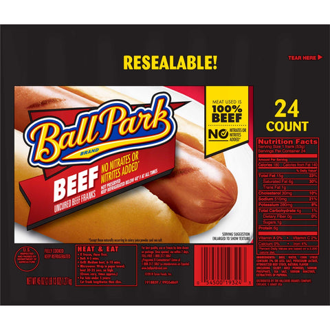 Ball Park Beef Franks, 2.811 Pound -- 9 per case.