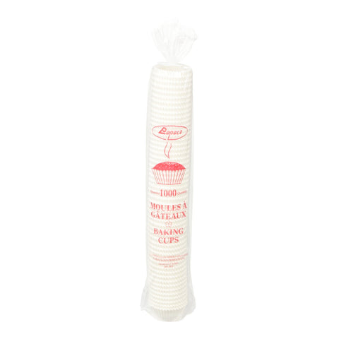 Lapaco White Baking Cup, 3 x 1 1/4 x 7/8 inch, 1000 count per pack -- 10 per case.