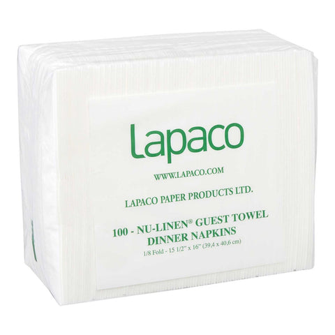 Lapaco Nu Linen Airlaid White Guest Towel Dinner Napkin, 15 1/2 x 16 inch -- 500 per case.
