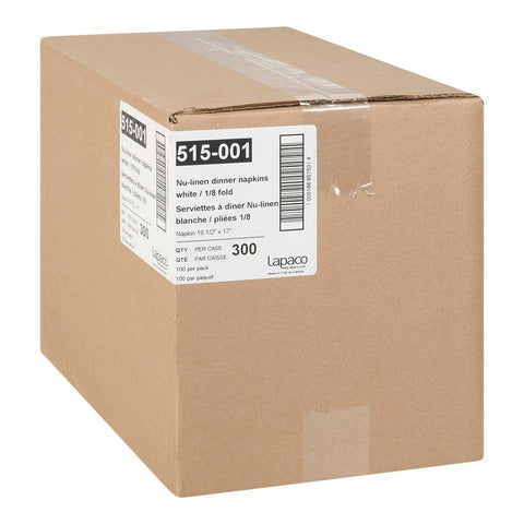 Lapaco Nu Linen Airlaid Large White Dinner Napkin, 16 1/2 x 17 inch -- 300 per case.
