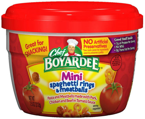 Chef Boyardee Microwavable Bowl Mini Bites Spaghetti Rings and Meatballs, 7.5 Ounce -- 12 per case