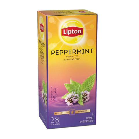 Lipton Peppermint Enveloped Hot Tea Bags, 28 count -- 6 per case