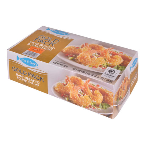 King and Prince Mrs.Fridays Breaded Round Shrimp - 21/25, 2.5 Pound -- 6 per case.