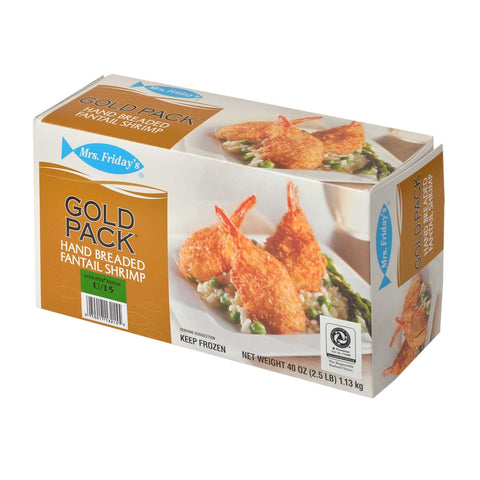 King and Prince Mrs.Fridays Breaded Fantail Shrimp - U/15, 2.5 Pound -- 6 per case.