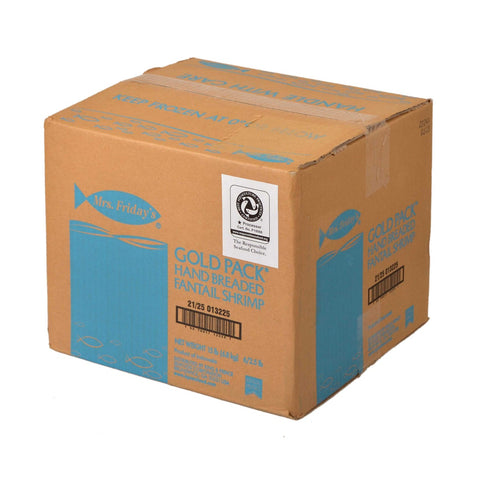 King and Prince Mrs.Fridays Breaded Fantail Shrimp - 21/25, 2.5 Pound -- 6 per case.