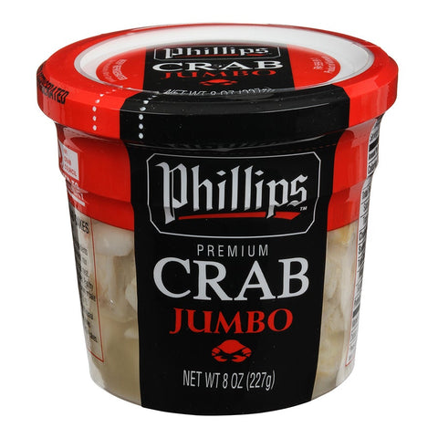 Phillips Foods Retail Jumbo lump Crab, 8 Ounce -- 12 per case.