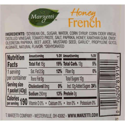 Marzetti Honey French Dressing, 1.5 Ounce -- 120 per case