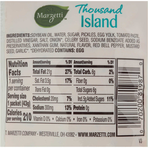 Marzetti Thousand Island Dressing, 1.5 Ounce -- 60 per case