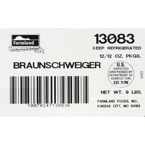 Farmland Braunschweiger Chunk, 12 Ounce -- 12 per case.