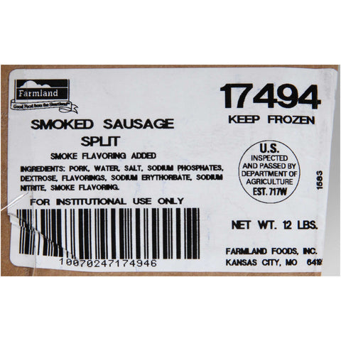 Farmland Split Smoked Sausage, 6 Pound -- 2 per case.