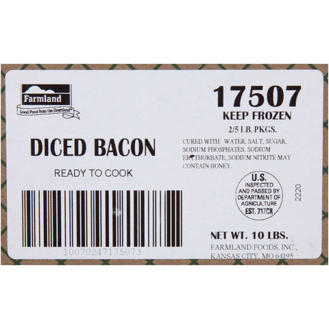 Farmland Ready To Cook Diced Bacon, 5 Pound -- 2 per case.