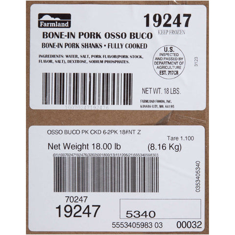 Farmland Osso Bucco Cooked Pork Shank, 3 Pound - 2 per pack -- 6 packs per case.