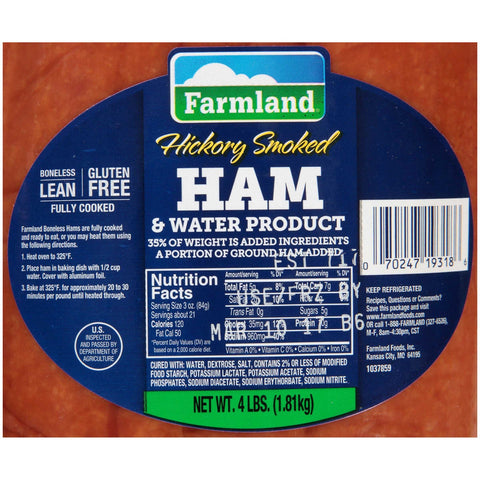 Farmland Boneless Smoked Ham and Water Product, 4 Pound -- 6 per case.