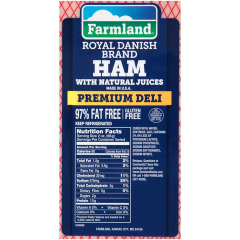 Farmland Royal Danish II Natural Juice Cooked Ham, 13 Pound -- 2 per case.