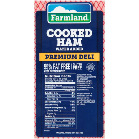 Farmland Water Added Premium Deli Cooked Ham, 4 x 6 inch -- 2 per case.