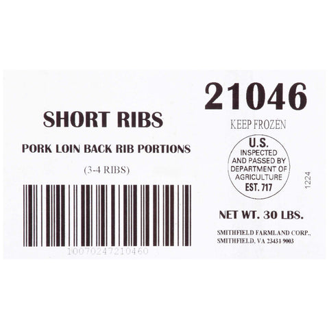 Farmland Pork Backrib Pieces Short, 30 Pound.