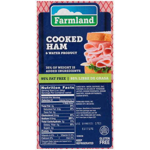 Farmland Market Place Deli Cooked Ham and Water, 4 x 4 inch -- 5 per case.