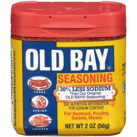 Old Bay 30 Percent Less Sodium Seasoning, 2 Ounce -- 12 per case.