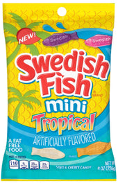Swedish Fish Mini Tropical Soft and Chewy Candy, 8 Ounce -- 12 per case.