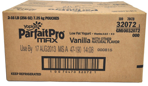Yoplait ParfaitPro Max Low Fat Vanilla Yogurt, 16 Pound -- 2 per case