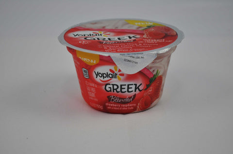 Yoplait Greek Blended Strawberry Raspberry Yogurt, 5.3 Ounce -- 12 per case.
