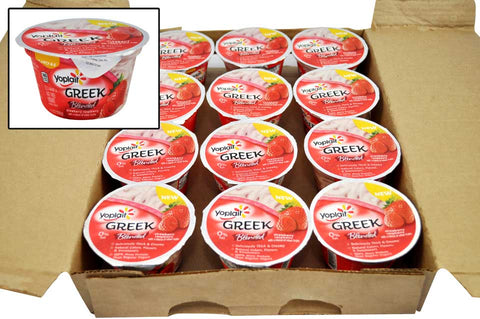 Yoplait Greek Blended Strawberry Raspberry Yogurt, 5.3 Ounce -- 12 per case.