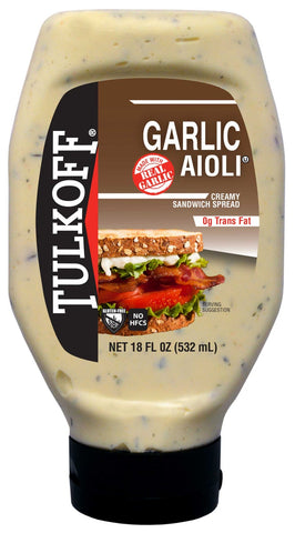 Tulkoff Garlic Aioli Creamy Sandwich Spread, 18 Ounce -- 8 per case.