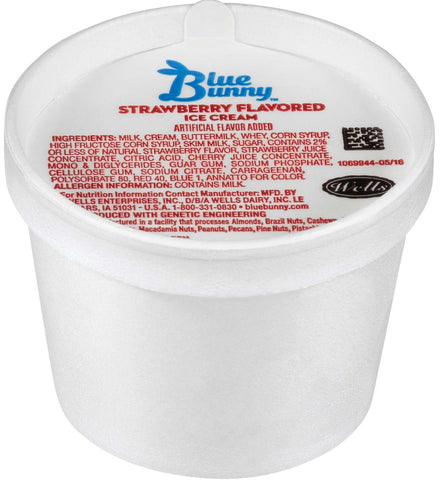 Blue Bunny Strawberry Ice Cream, 4 Fluid Ounce Cup -- 48 per case