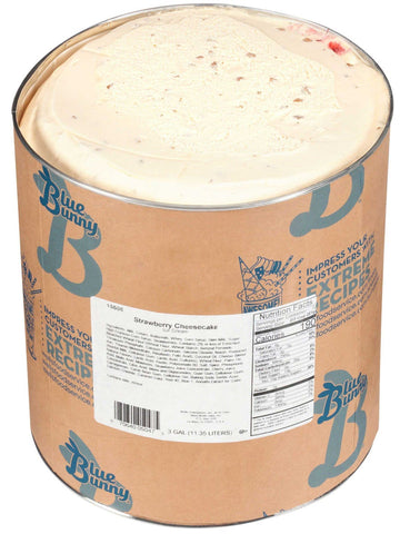 Blue Bunny Premium Strawberry Cheesecake Ice Cream, 3 Gallon Tub