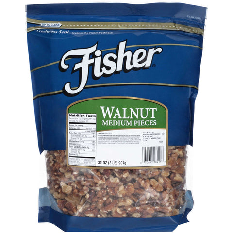 Fisher Medium Walnut Pieces, 32 Ounce -- 3 per case.