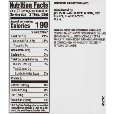 Fisher Natural Creamy Peanut Butter, 80 Ounce -- 3 per case.