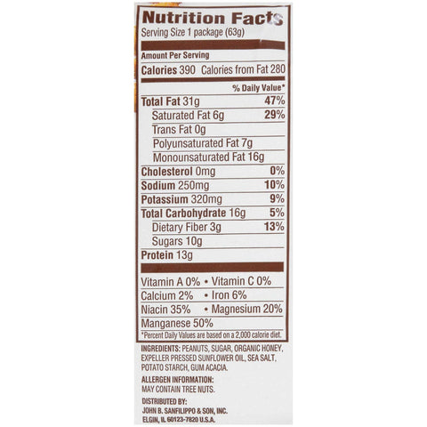 Fisher Honey Roasted Peanuts, 2.25 Ounce -- 30 per case.
