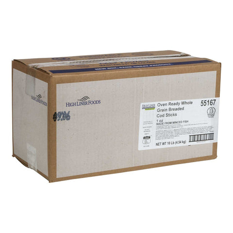 High Liner 1 Ounce Oven Ready Whole Grain Breaded Minced Cod Sticks, 10 Pound.